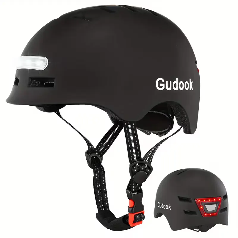 Шлем Gudook со светодиодными фонарями (USB)